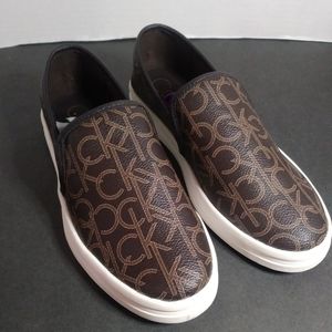 Calvin Klein Faux Leather Slip On Sneakers